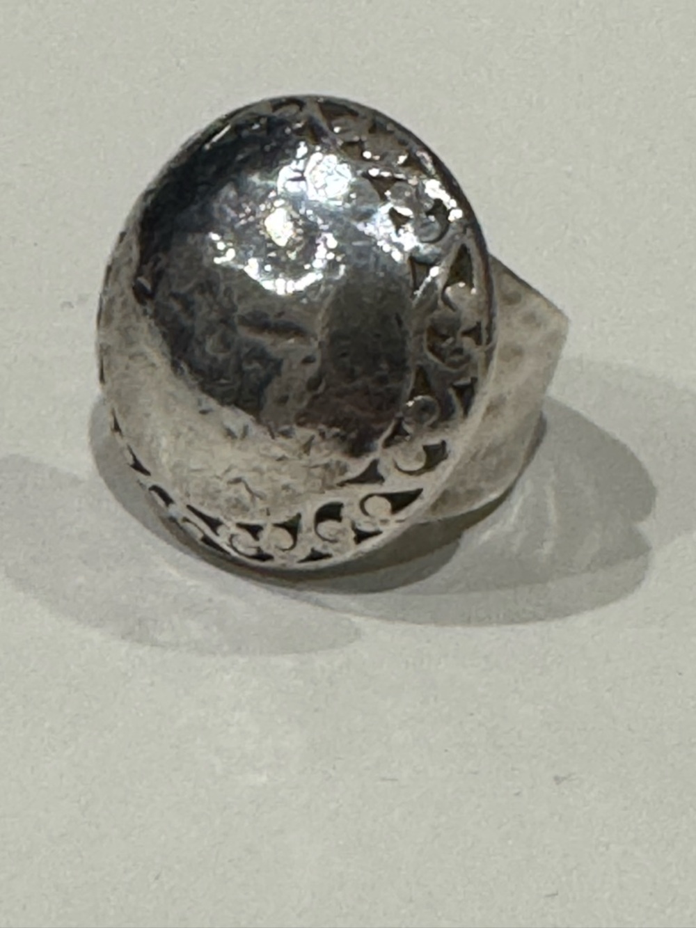 Lois Hill sterling silver hammered dome ring.
